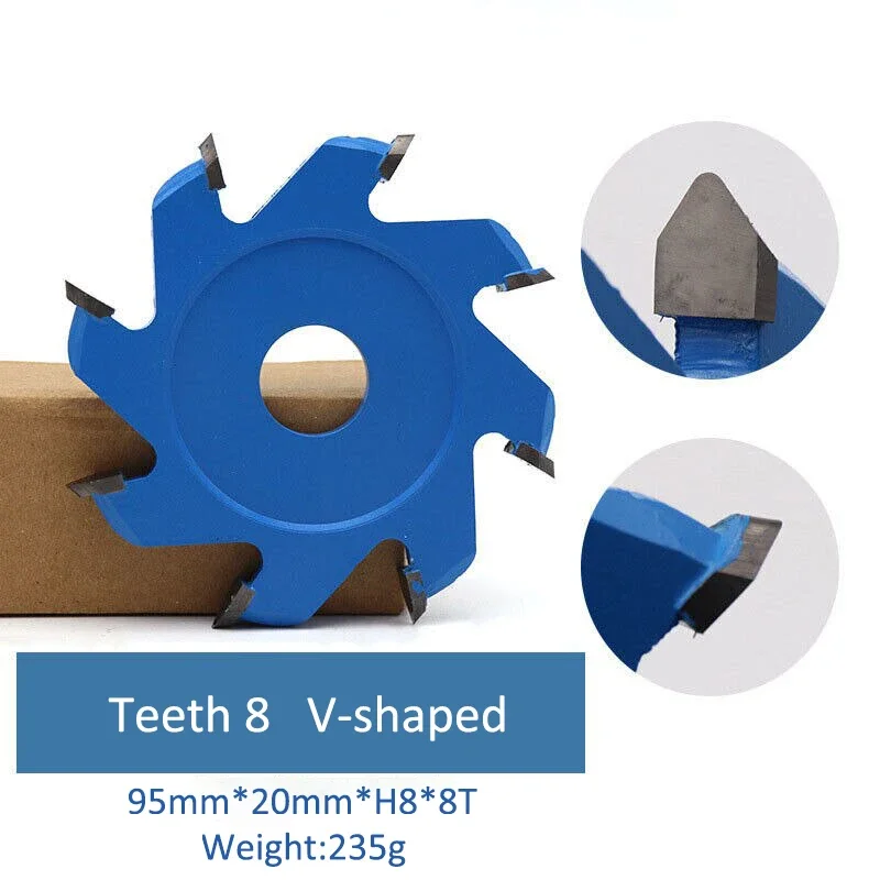 1Pc 8/12 Teeth Alloy Circular Saw Blade U/V-Shaped Slotted Aluminum Composite Panel Cutting Disc For Woodworking Carving 95*20mm