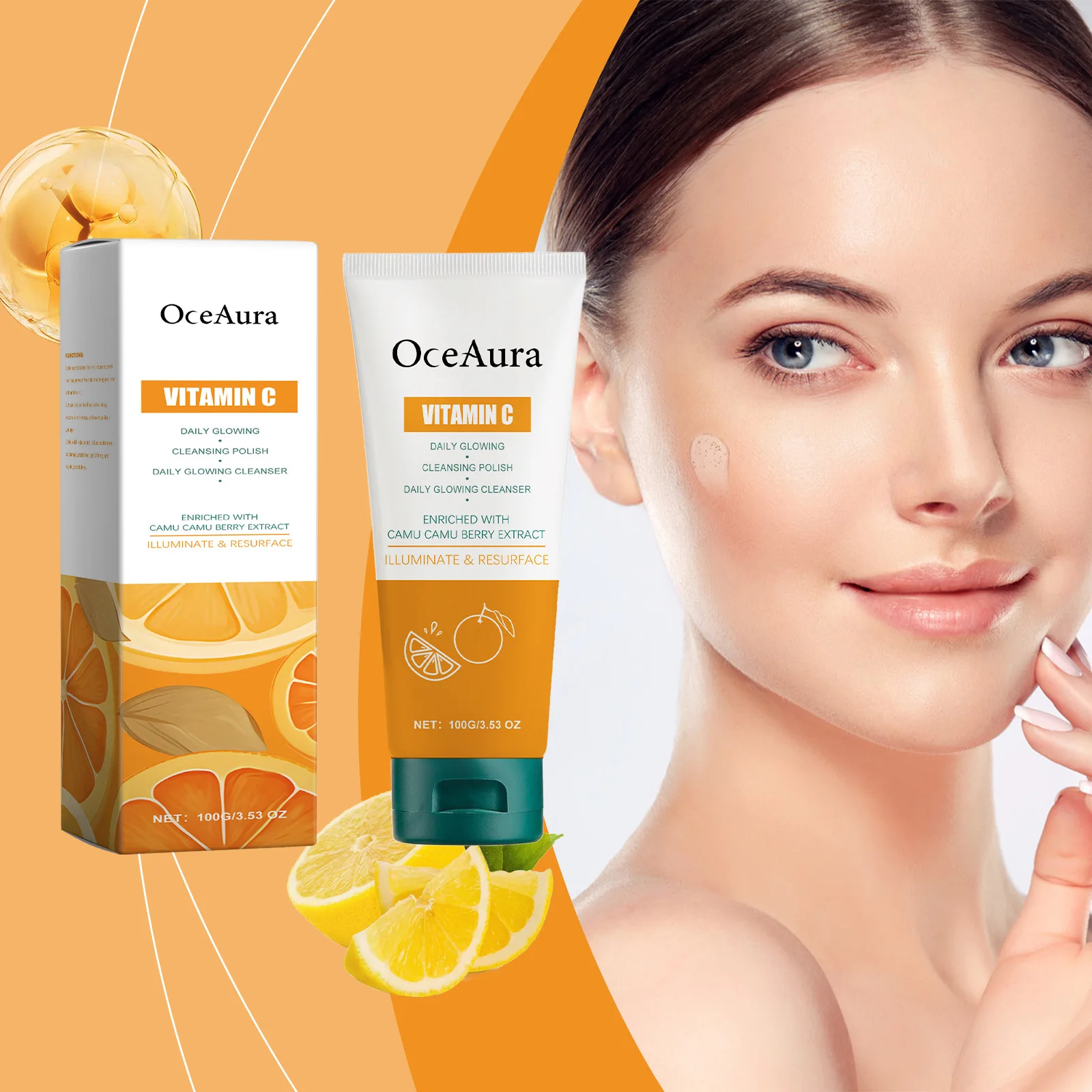 

OCEAURA Vitamin C Cleansing Cream Deep Hydrate Clean Dirt Shrink Pores Remove Blackheads Improve Roughness Facial Nourish Cream