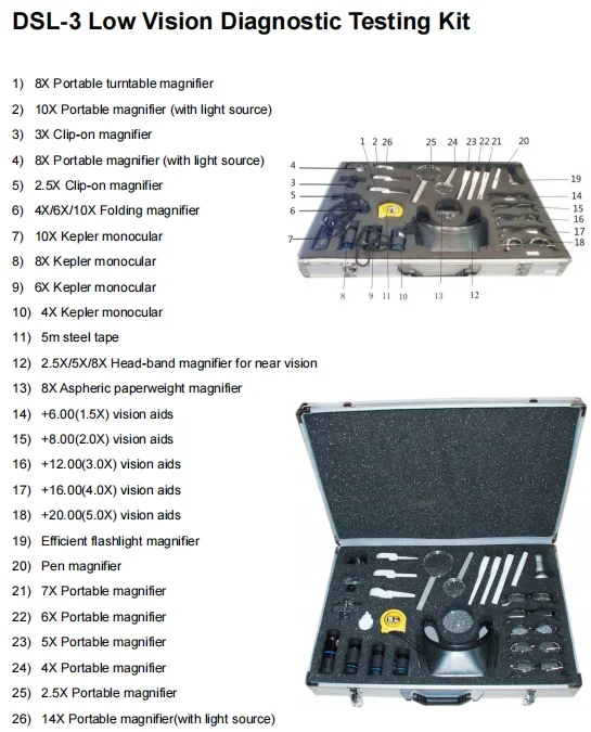 

New DSL-3 Low Vision Diagnostic Testing Kit with Aluminum Case Optics Instruments