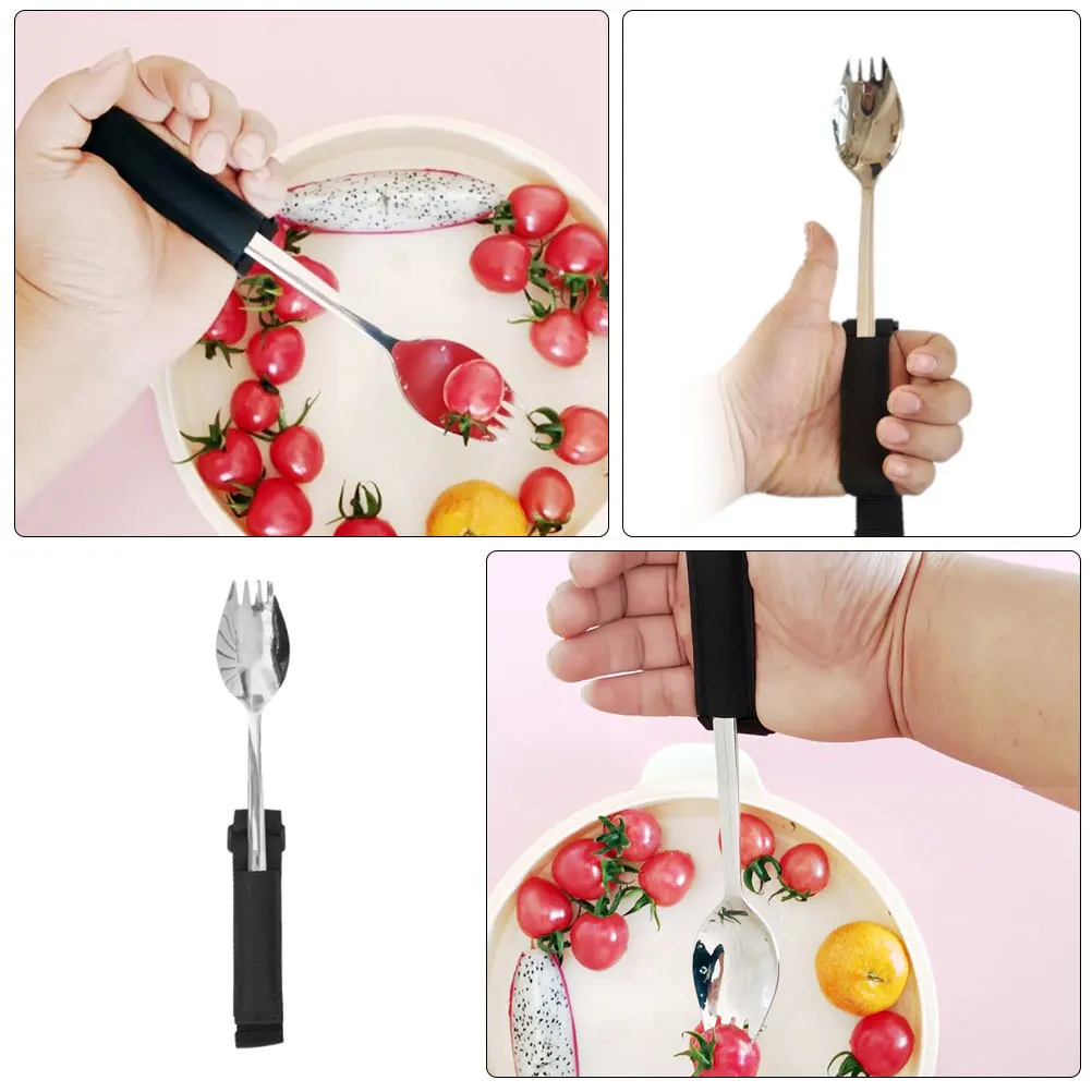 سبورك متكيف لكبار السن مع مقبض غير قابل للانزلاق، قوي وخفيف الوزن وسهل الإمساك لكبار السن المعاقين، مقاوم للارتجاع من الفولاذ المقاوم للصدأ