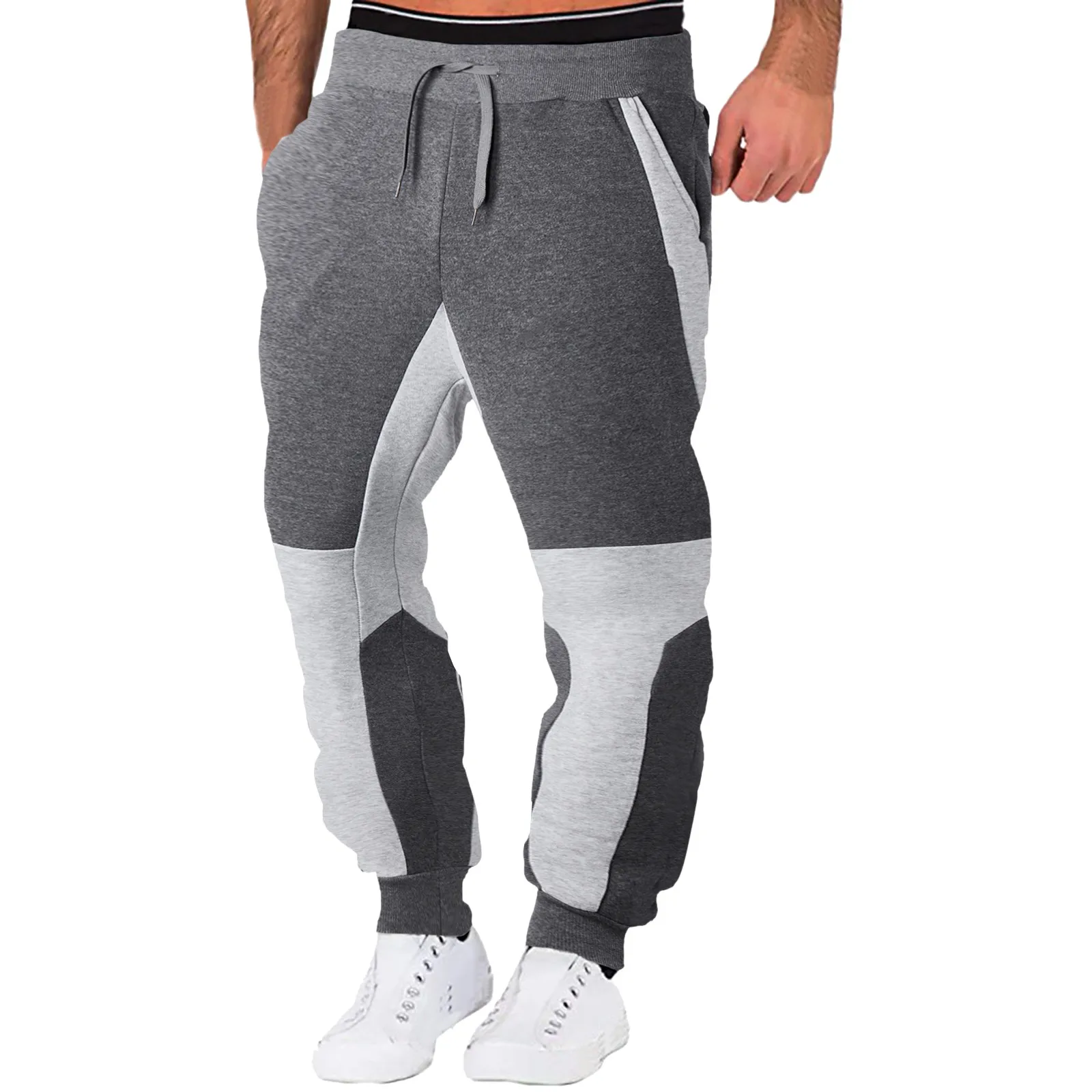 

Men's Sports Pants Spring Autumn Male Loose Fitting Leggings Patchwork Running Training Casual Pants Fashion Outfit Trousers