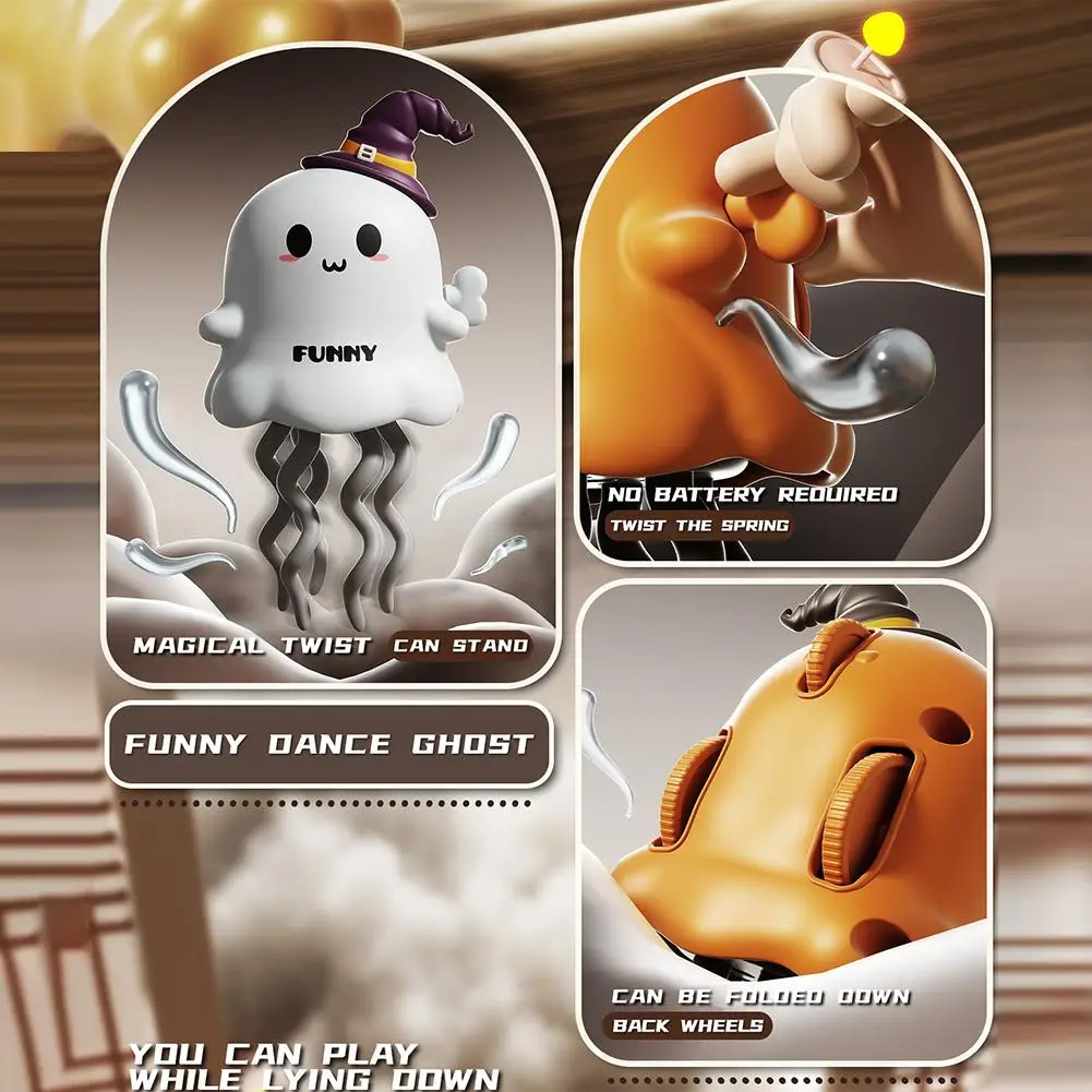 Halloween Christmas Mini Dancing Ghost Toy Wind Up Cute Pumpkin Elk Santa Claus Figure Party Decor Stress Relief for Kids
