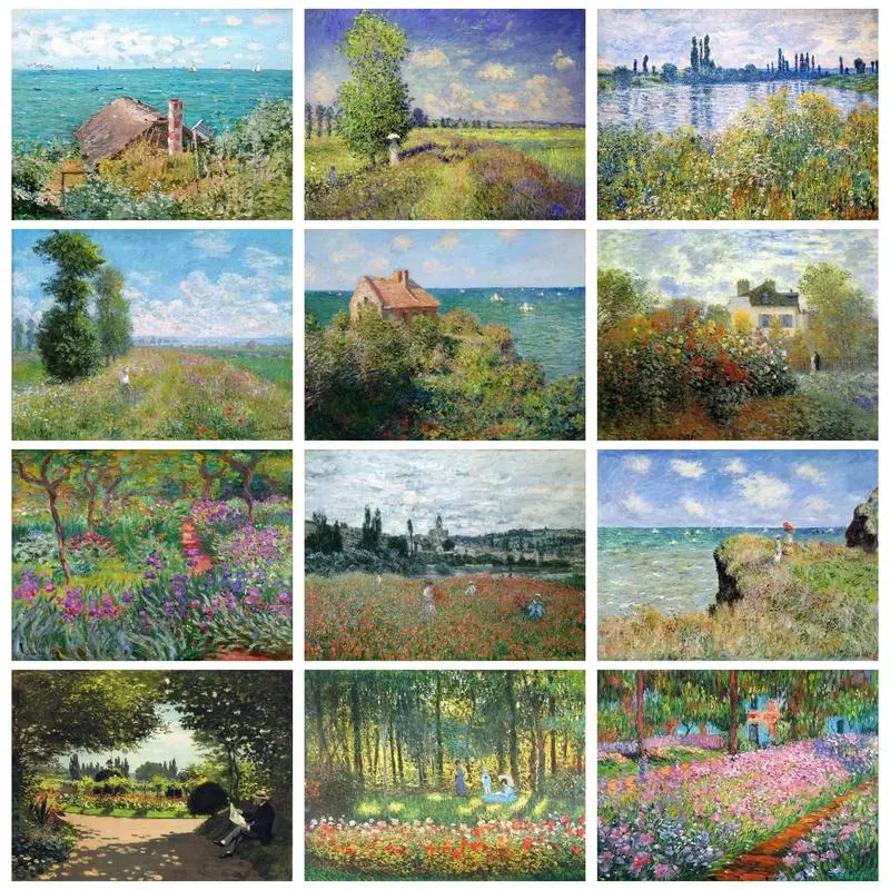 

CHENISTORY Oil Painting By Numbers For Adults Flower Blossom Landscape Handmade Frame Coloring By Number On Canvas Art Supply