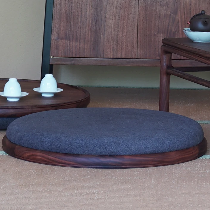 Banqueta baixa redonda futon de madeira maciça