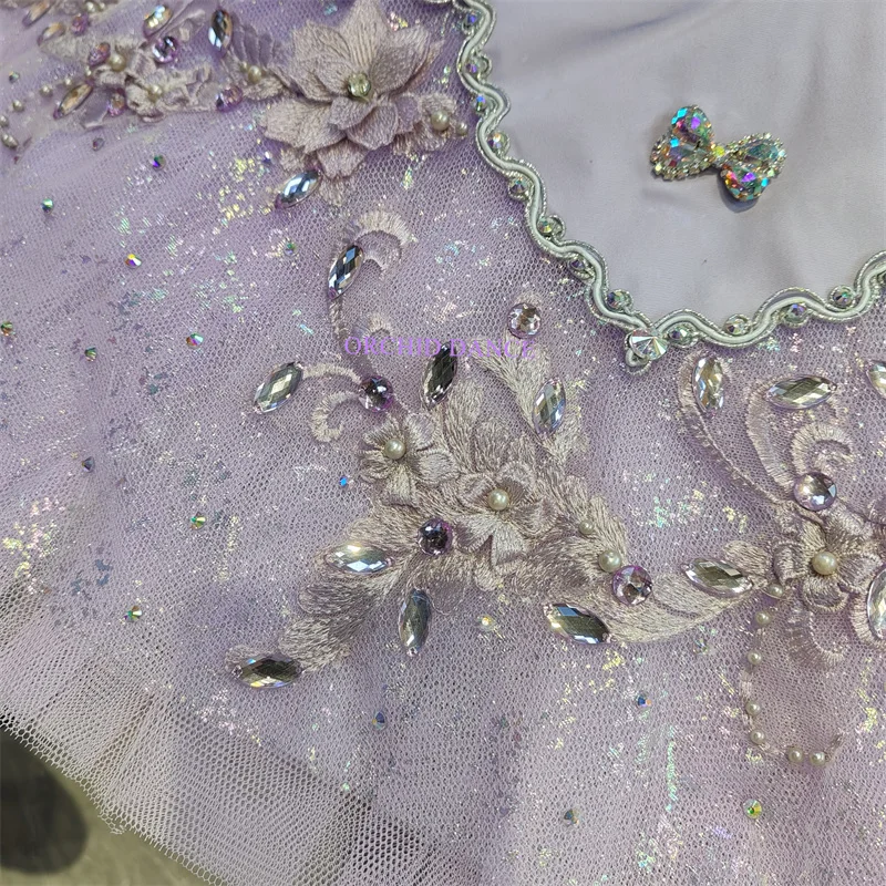 Professional Custom Size 12 Layers Kids Girls Adult Women Competition Performance Wear Swan Lake Lilac Purple Ballet Tutu