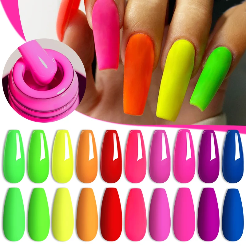 LILYCUTE 7ML Green Red Yellow Neon Gel Nail Polish Summer Bright Orange Colorful Manicure UV LED Soak Off Nail Art Gel Varnishes