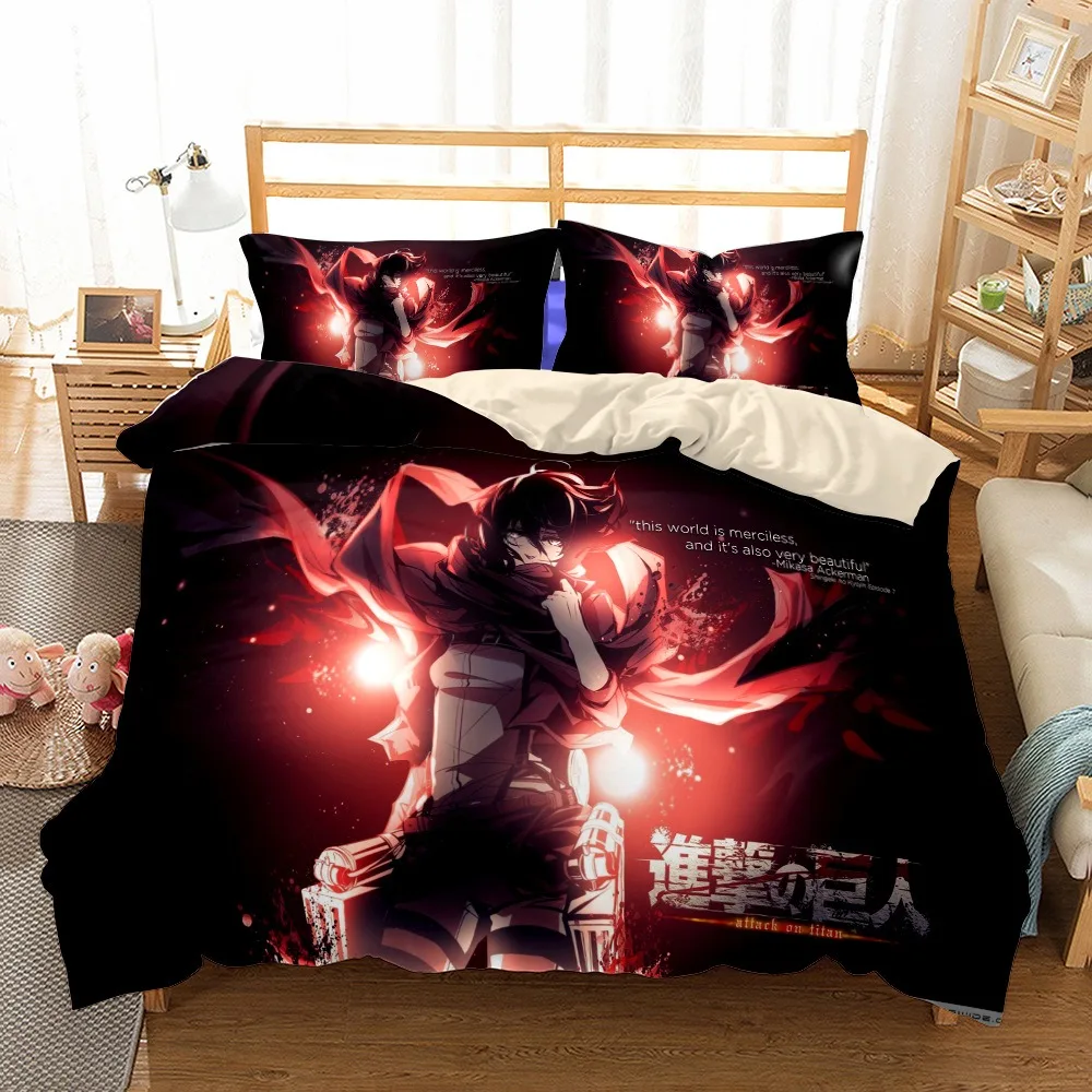 Cool 2026 Attack On Titan Duvet Cover 3D Exquisite Anime Cartoon Digital Print Bedding Set Comforter Bed Youth Home Decor Boys G