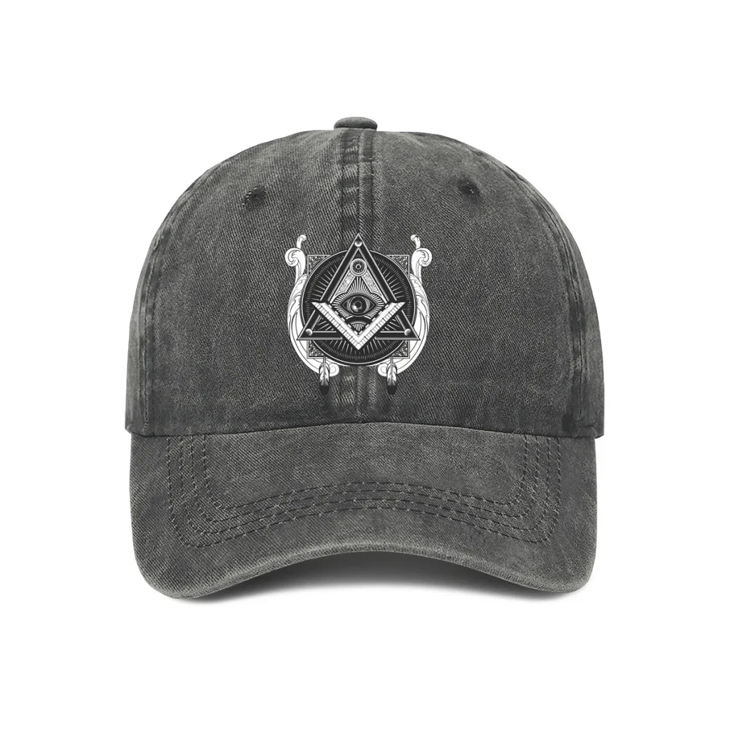 Eye of Providence Freemason Gold Square Compass Baseball Caps Peaked Cap Sun Shade Hats for Men Women