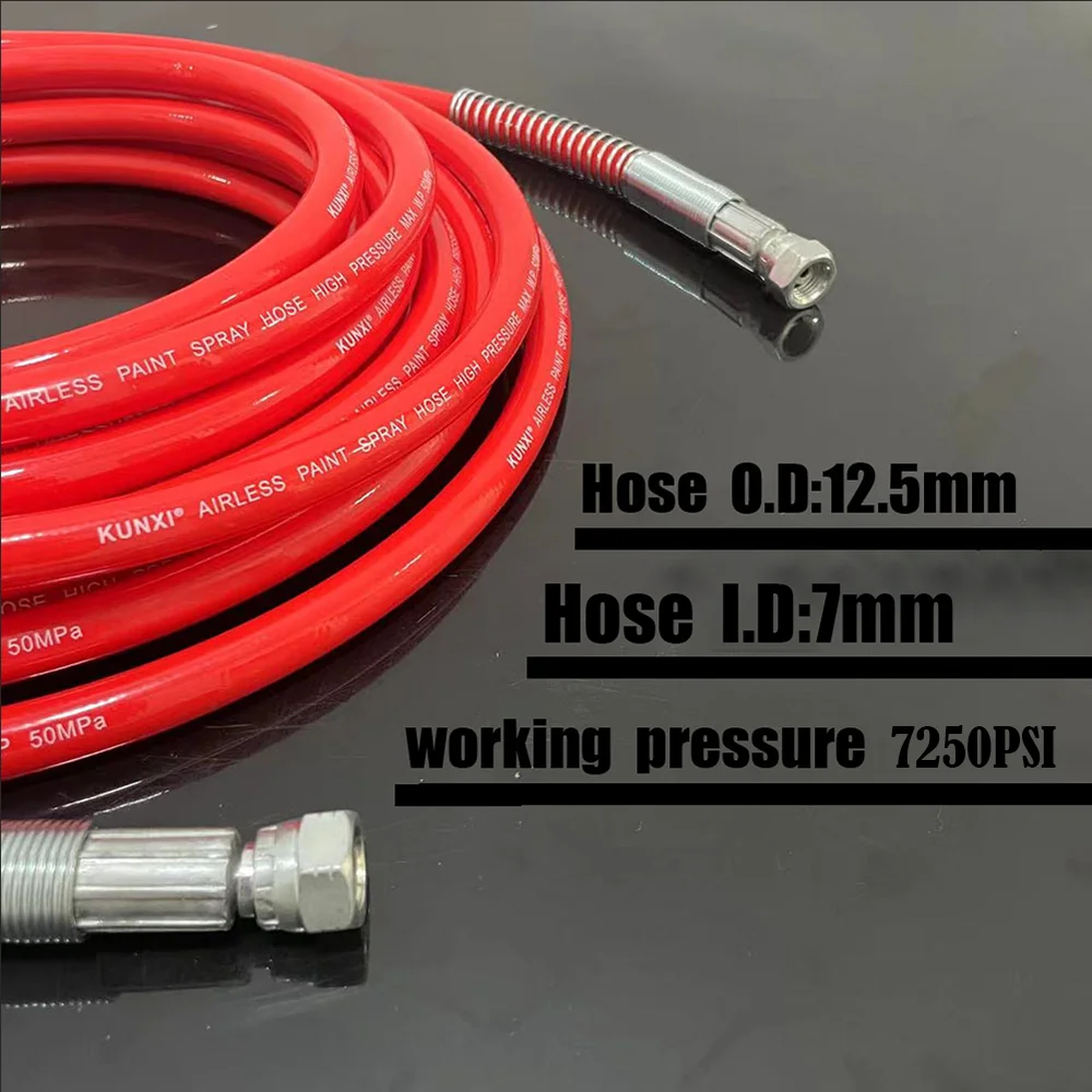 Spray Hose Kit Spray Gun 1/4BSP Double-Layer Fiber Tube Pressure 7250PSI, Equipped With 517 Tip And Tip Protection Device