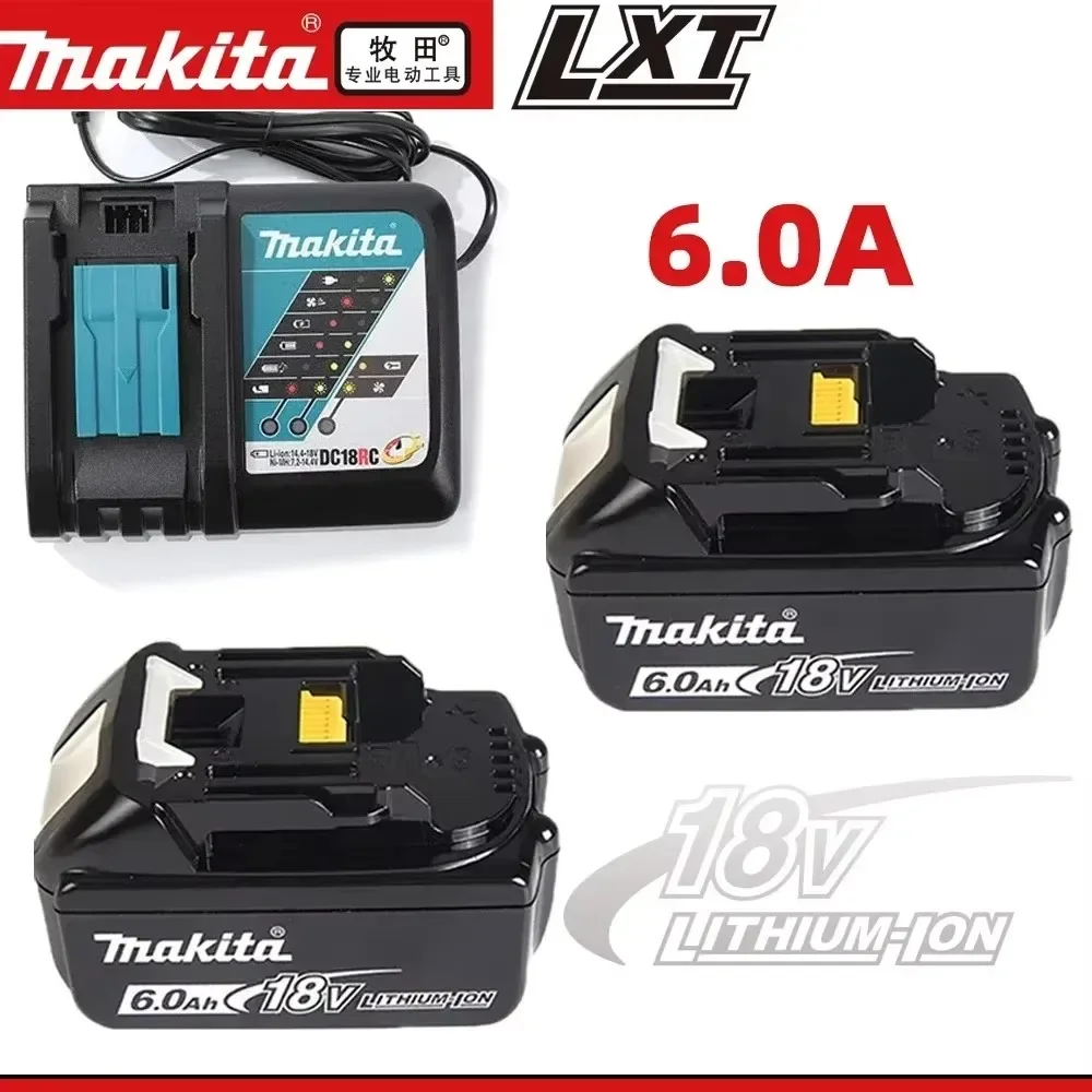 Batterie d'origine Makita 18V 6A pour outils électriques rechargeables, 18V makita avec LED Li-ion, remplacement LXT BL1860B BL1860 BL1850, chargeur