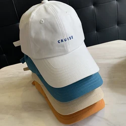 High quality cotton soft top embroidered letter baseball cap, student street shading curved brim duckbill cap, female