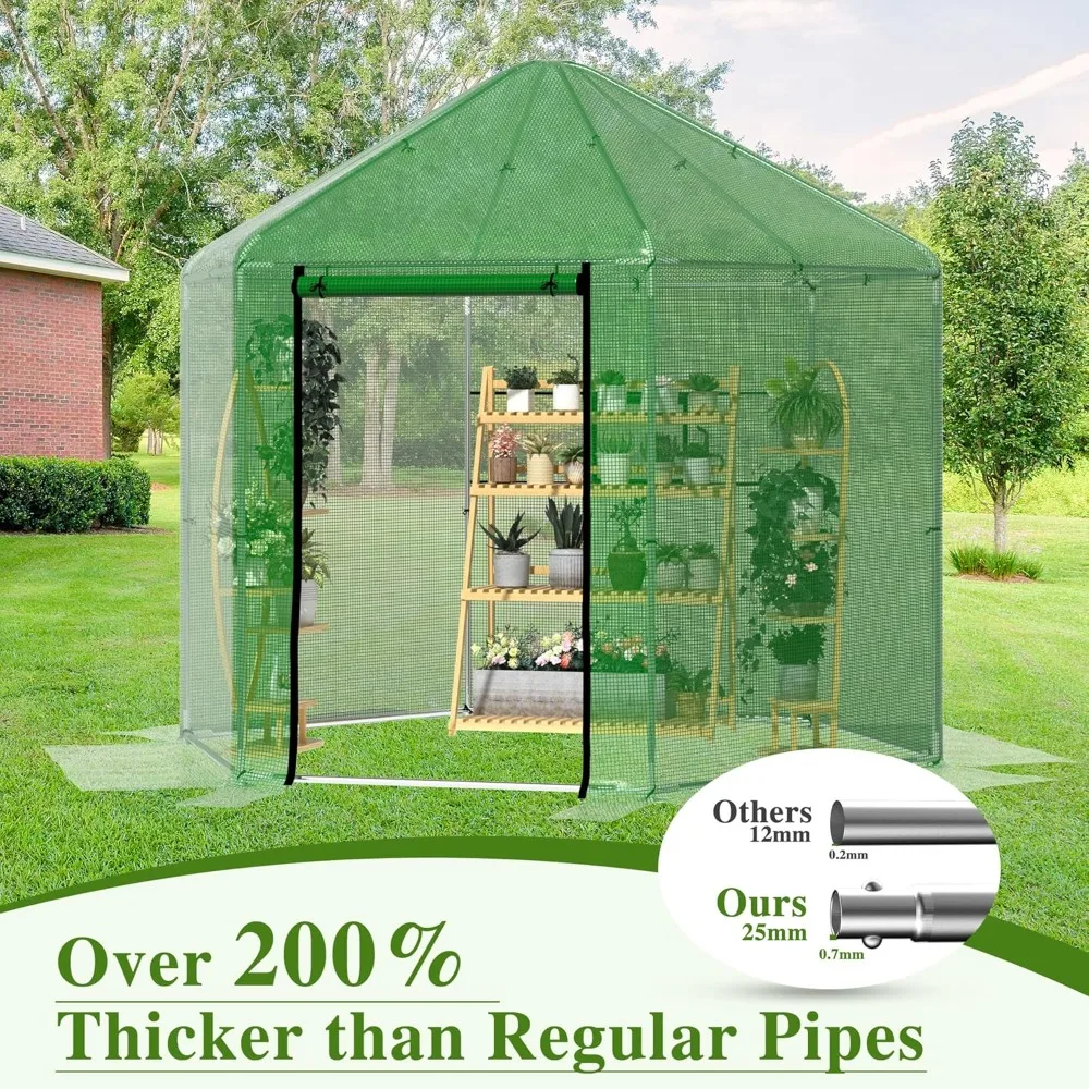 

9.4x9.4x8.2 FT Greenhouses for Outdoors, Heavy-Duty Green House for Outside, Walk in Winter Greenhouse with 180g Double Layer