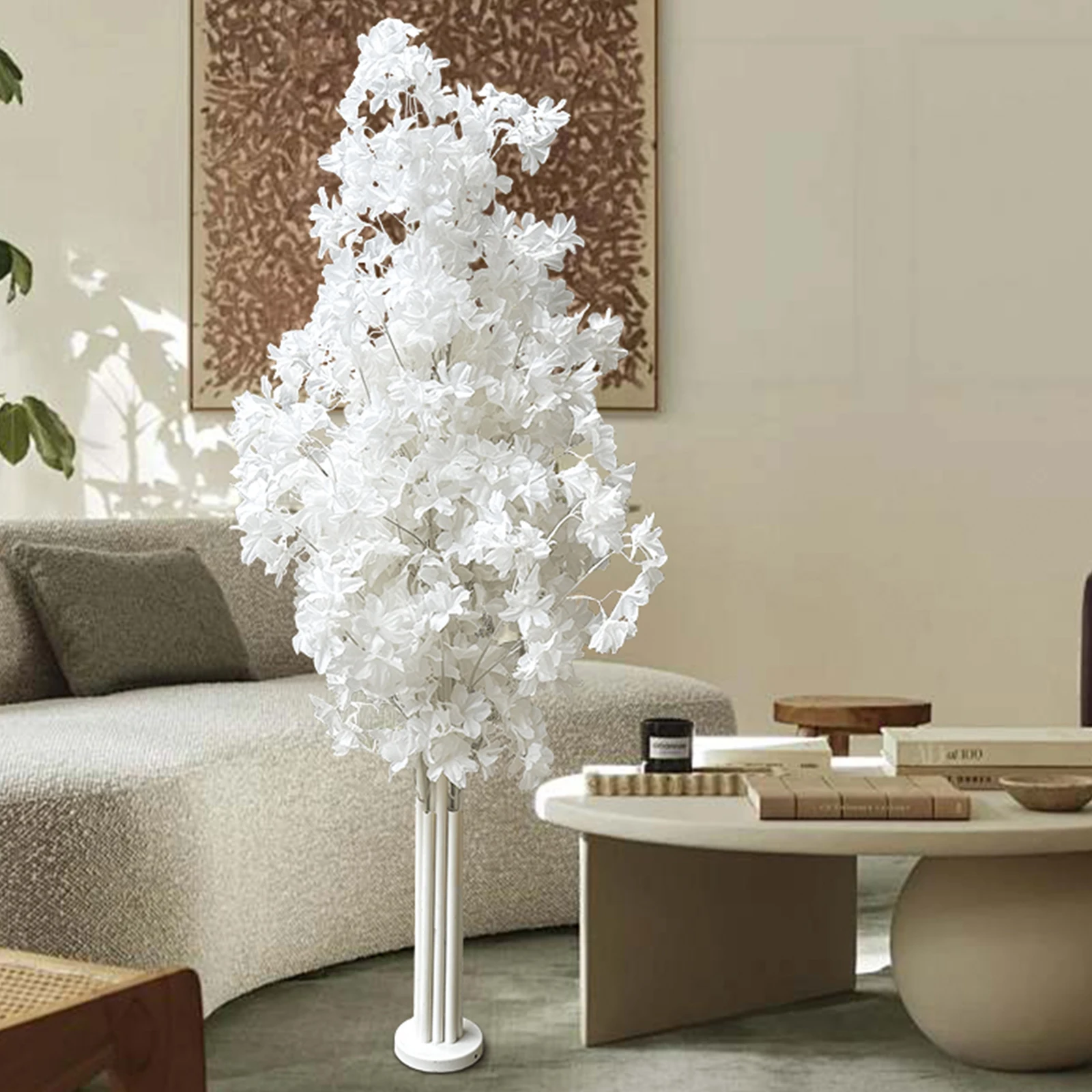 

4.27ft (approx. 1.3m) Artificial Cherry Blossom Tree, Simulation White Cherry Plant Flower Tree for Garden, Office, Wedding ect.