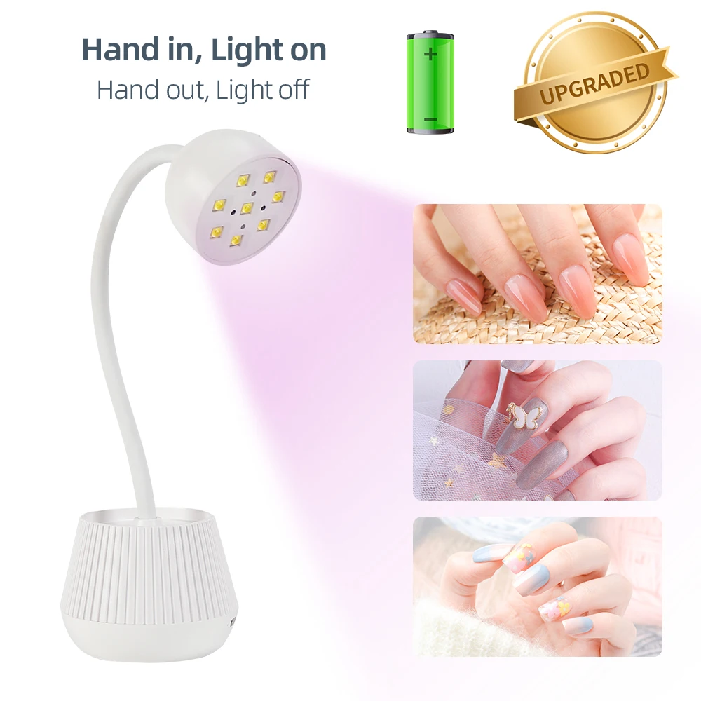 Mini Nail LED Lamp 24W Nail Dryer False Nail Manicure Polish Glue Fast Drying UV Light Nail Lamp 360° Bendable Table Lamp Design