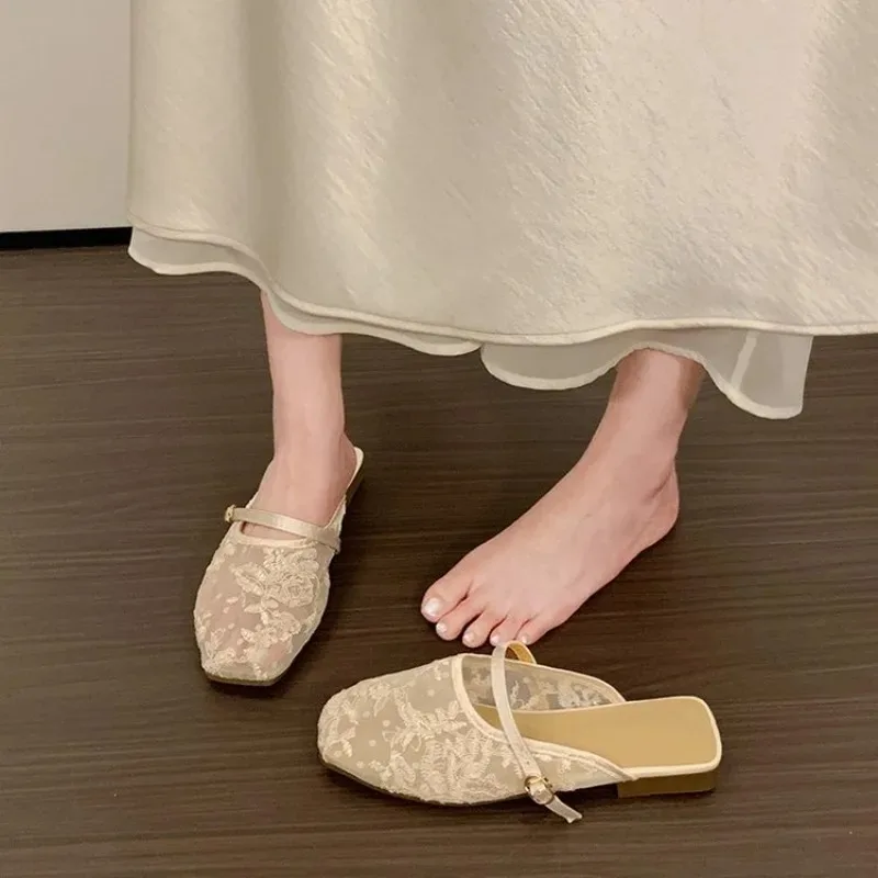 

Low Heel Head Cover Slippers Women's Outdoor Summer 2026 New Fairy Style Beautiful Matching Skirts Convenient High Anti-slip ...
