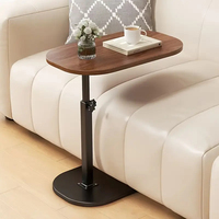 Luxury Adjustable Height Sofa Side Table Portable C-Shape Coffee Table with Cork Finish for RV Home Office Living Room Bedroom