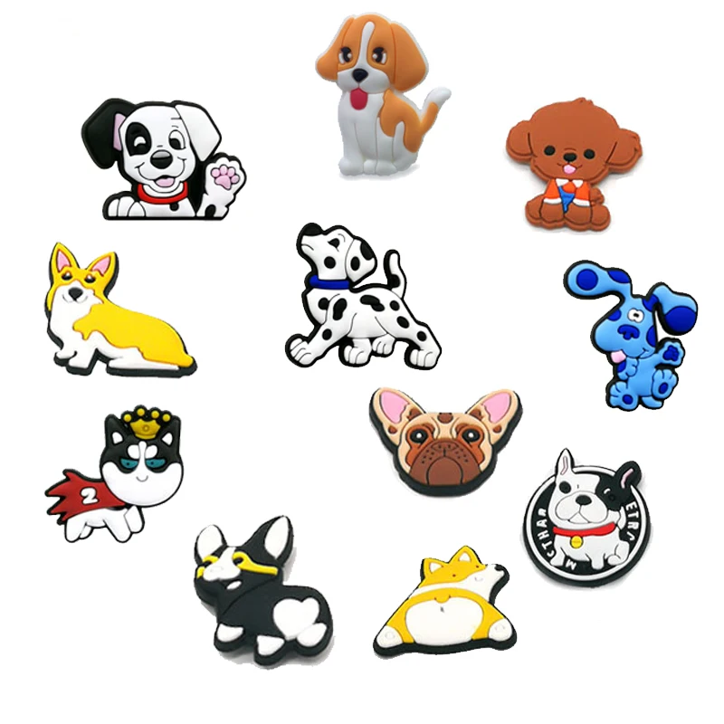 Single Sale Cute Dog Shoe Charms for Crocs Accessories Charms DIY Bracelet Wristband Kids Adults Party Favor Gifts