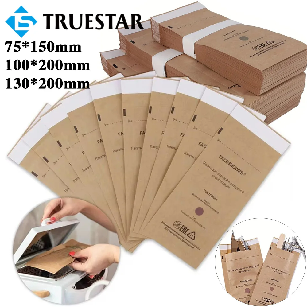 100-20PCS Kraft Paper Self-Sealing Cleaning Bag High Temperature Disinfection Sterilization Pouch Bags for Dentist Nail Art