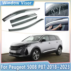 Car Rain Deflector For Peugeot 5008  Accessories P87 MK2 2018~2023 Side Window Visor Rain Eyebrow Sun Shield Awning Guard Cover
