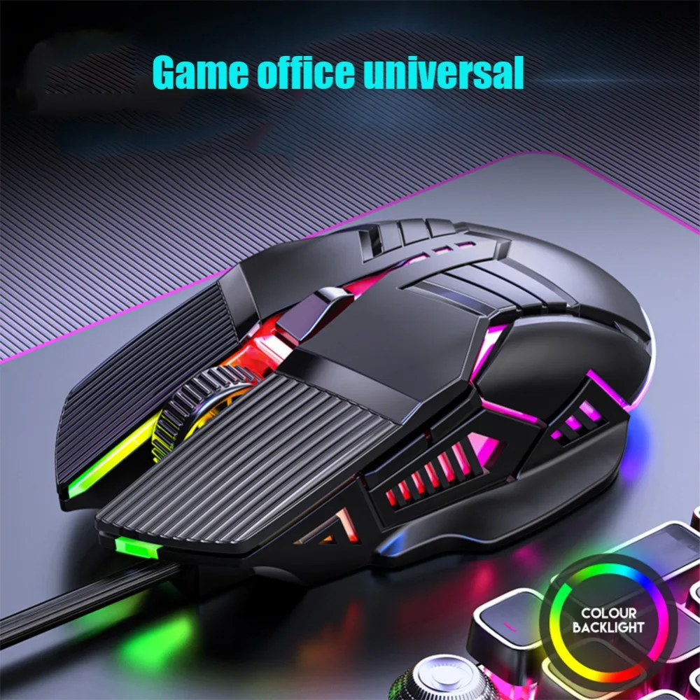 RGB Mice Ergonomic Wired Gaming Mouse Silent/Audible Edition 6 Buttons Gaming RGB Mause Four Way Roller 3200 Dpi