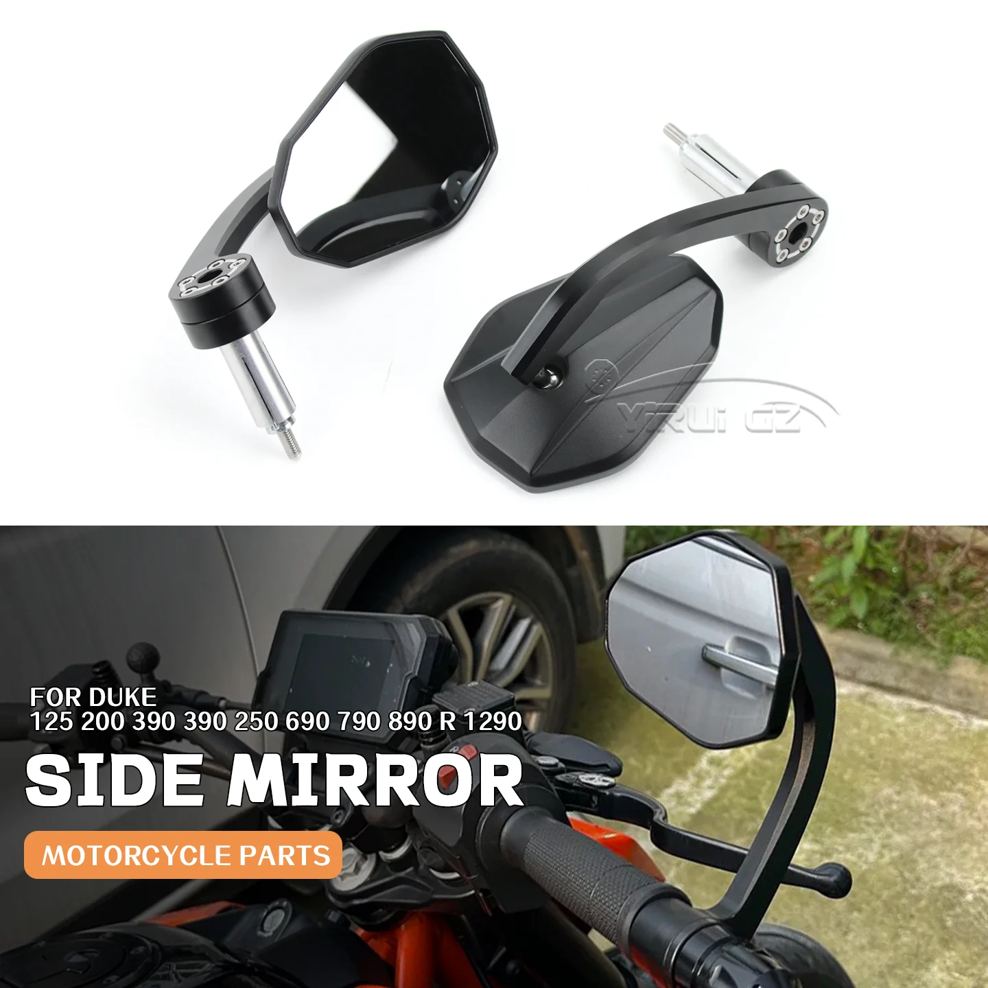 

Handlebar End Side Rearview Mirrors Wide Vision For DUKE 390 250 125 690 790 890 890 R 1290 super duke Motorcycle Bar End Mirror