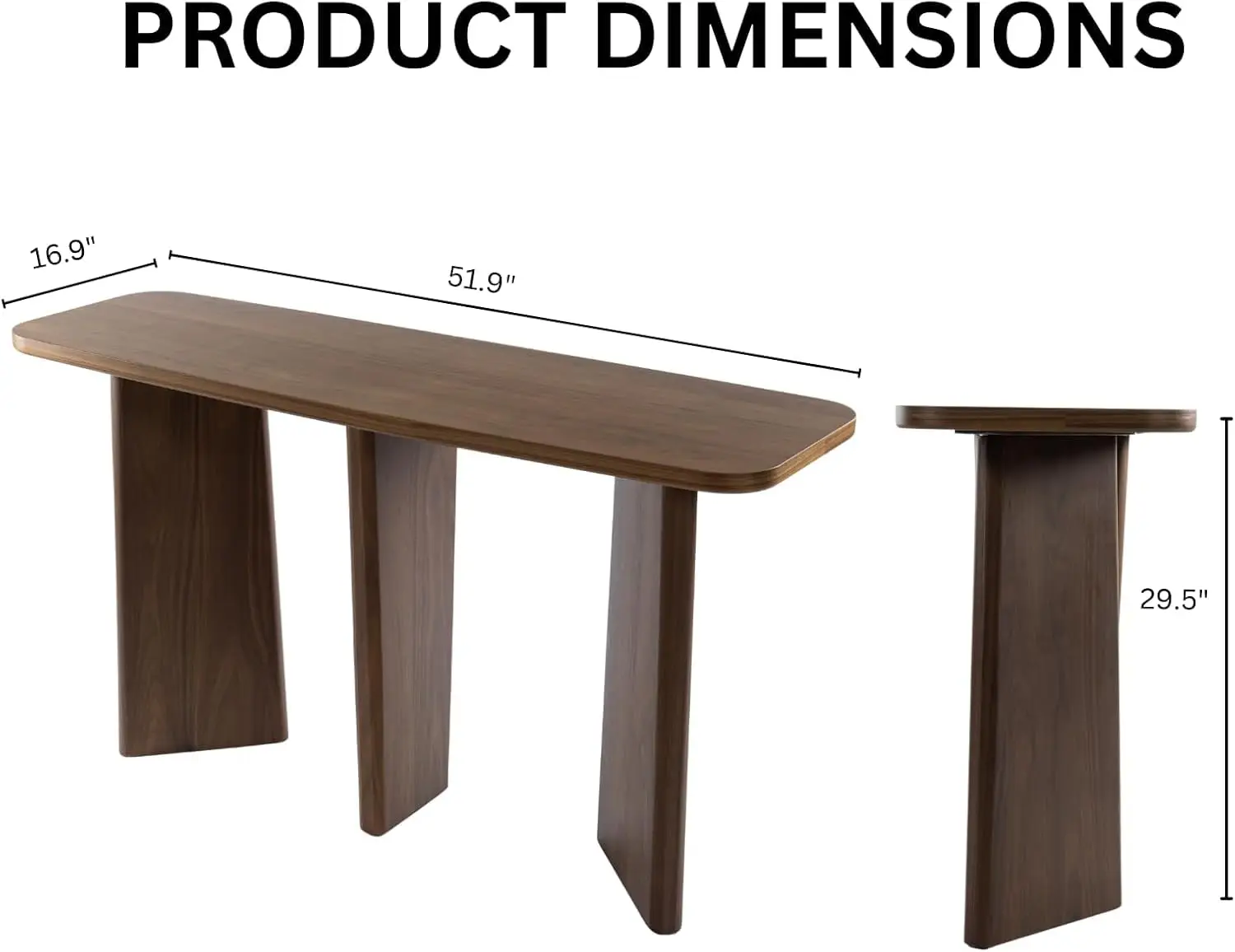Modern 52 Inch Long Console Table Walnut Narrow Entryway Table