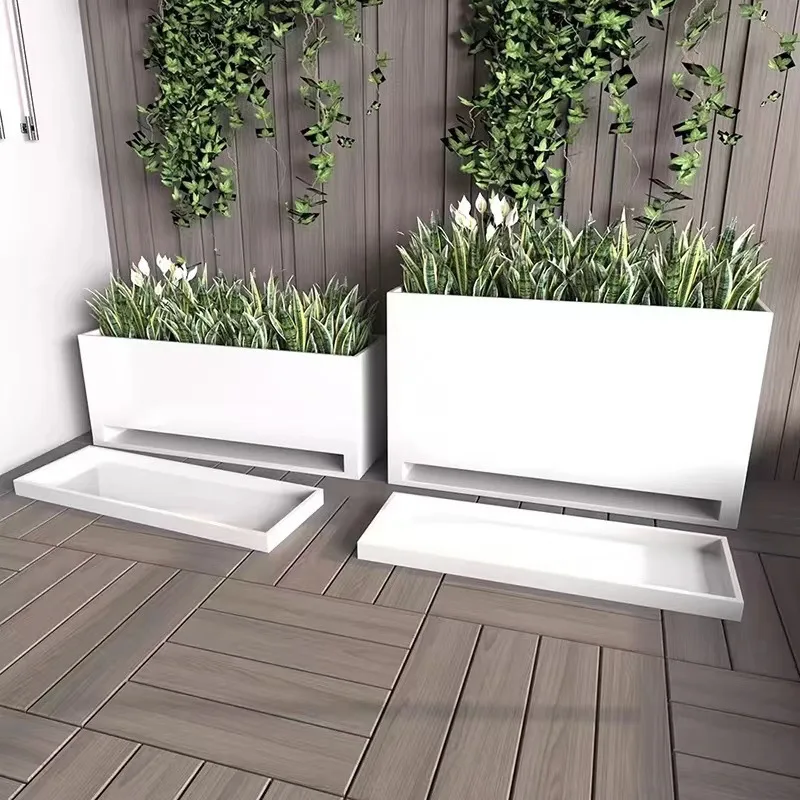Light luxury simple outdoor waterproof with water tray flower box indoor and outdoor balcony shopping mall roof terrace species