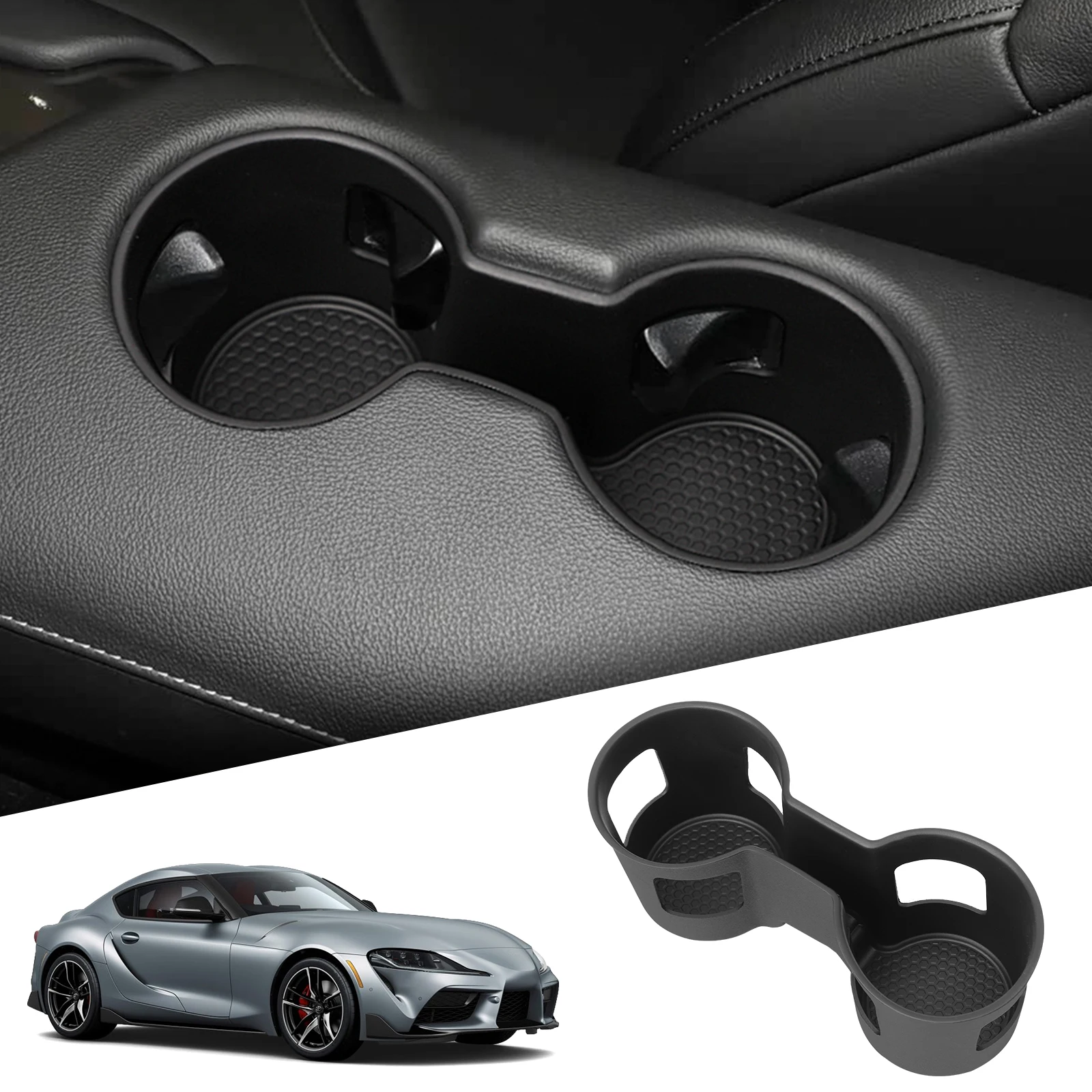 

LUCKEASY для Toyota Supra 2018-2025, держатель для стакана с водой, ограничитель, фиксированный ящик для хранения напитков, лоток из ТПЭ, автомобильные аксессуары, черный