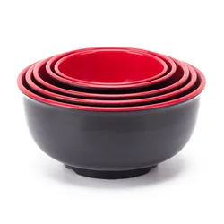Black Red Melamine Bowls Deep Soup Rice Porridge Bowl Breakfast Dinner Tableware Anti-Fall Straight Edge Kitchen Food Container