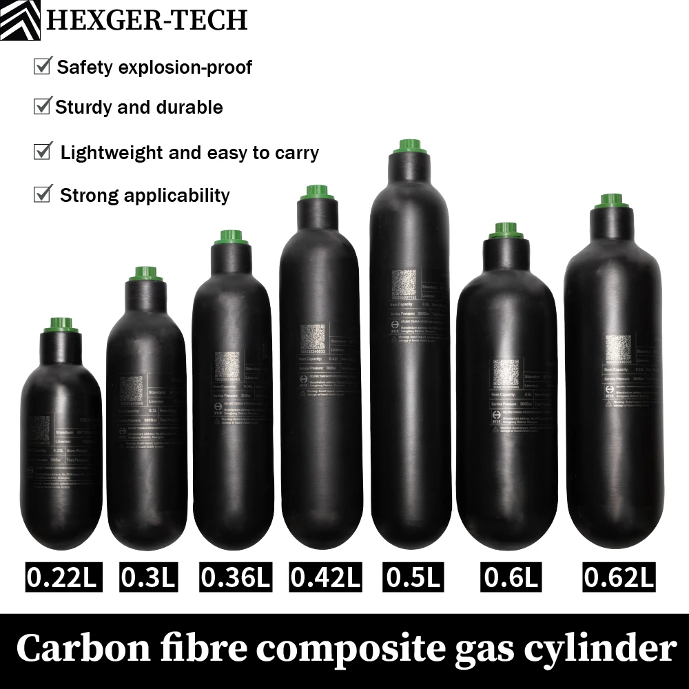 

4500PSI 300Bar 30MPA 0.36L 0.42L 0.5L Carbon Fiber Cylinder HPA Tank Diving Scuba Bottle M18*1.5