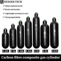 4500PSI 300Bar 30MPA 0.36L 0.42L 0.5L Cilindro de fibra de carbono HPA Tanque de buceo Botella de buceo M18 * 1.5