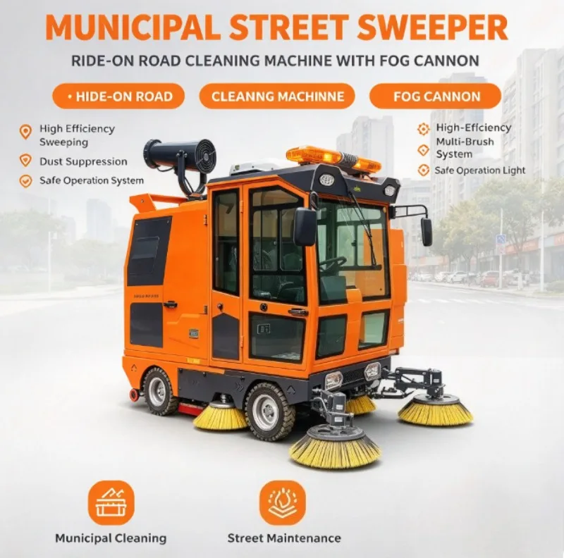 Road Sweeper Electric Floor Sweeper Ride On Type Vacuum Cleaning For Warehouse And Large Workshop