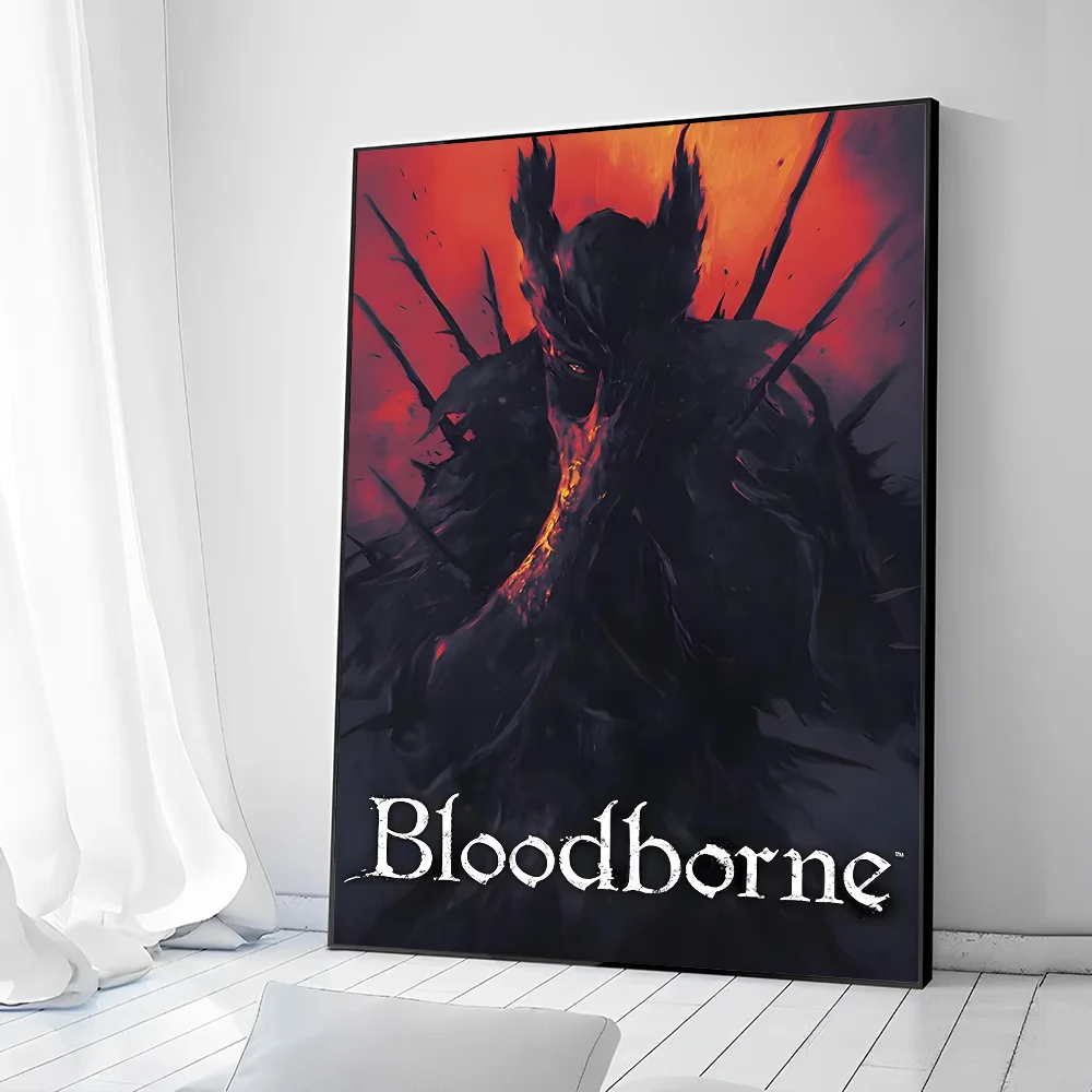 Bloodborne Classic Anime WhitePaper Poster Sticker for Living Room Bar Decorants Aesthetic Art Wall Painting