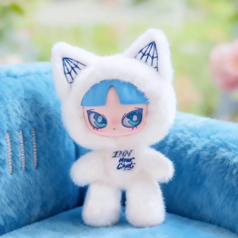 INNS Cat Inn Your Chat Series صندوق أعمى غامض منفوش Kawaii قطيفة دمية على ظهره قلادة تحصيل لعبة عصرية هدية مفاجئة