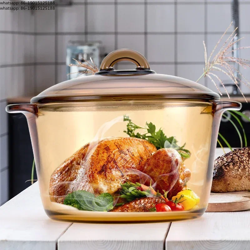 Transparent Pot Slow Cooker Stewpot Bowl  High Borosilicate Heat Resistant Crystal Instant Noodles Pot for Efficient Cooking