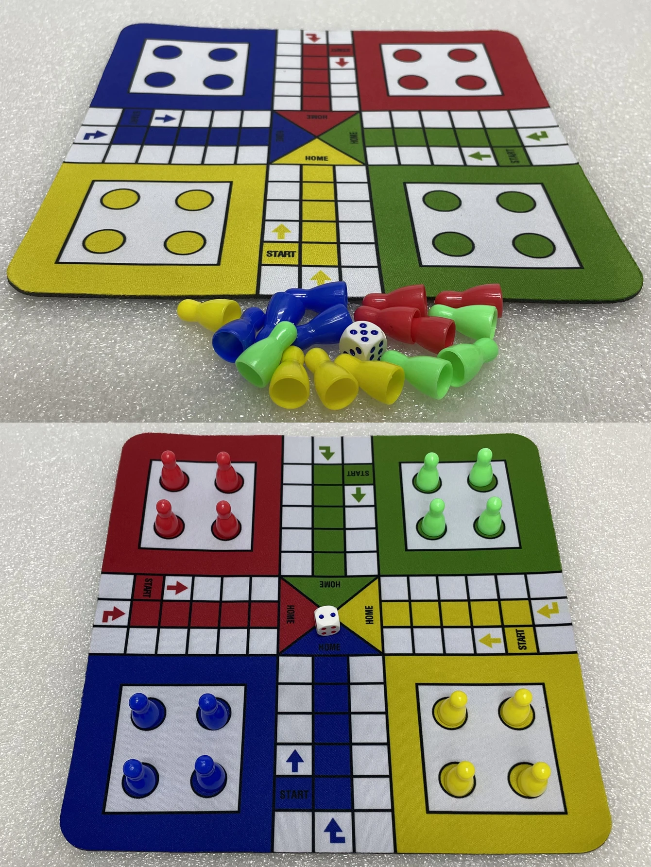 Juego de Ludo de Viaje, Nuevo, Tablero Plegable de Goma de 9.5 Pulgadas con 16 Piezas de Ajedrez y 1 Dado, para Juego de Estrategia Clásico y Portátil para la Familia