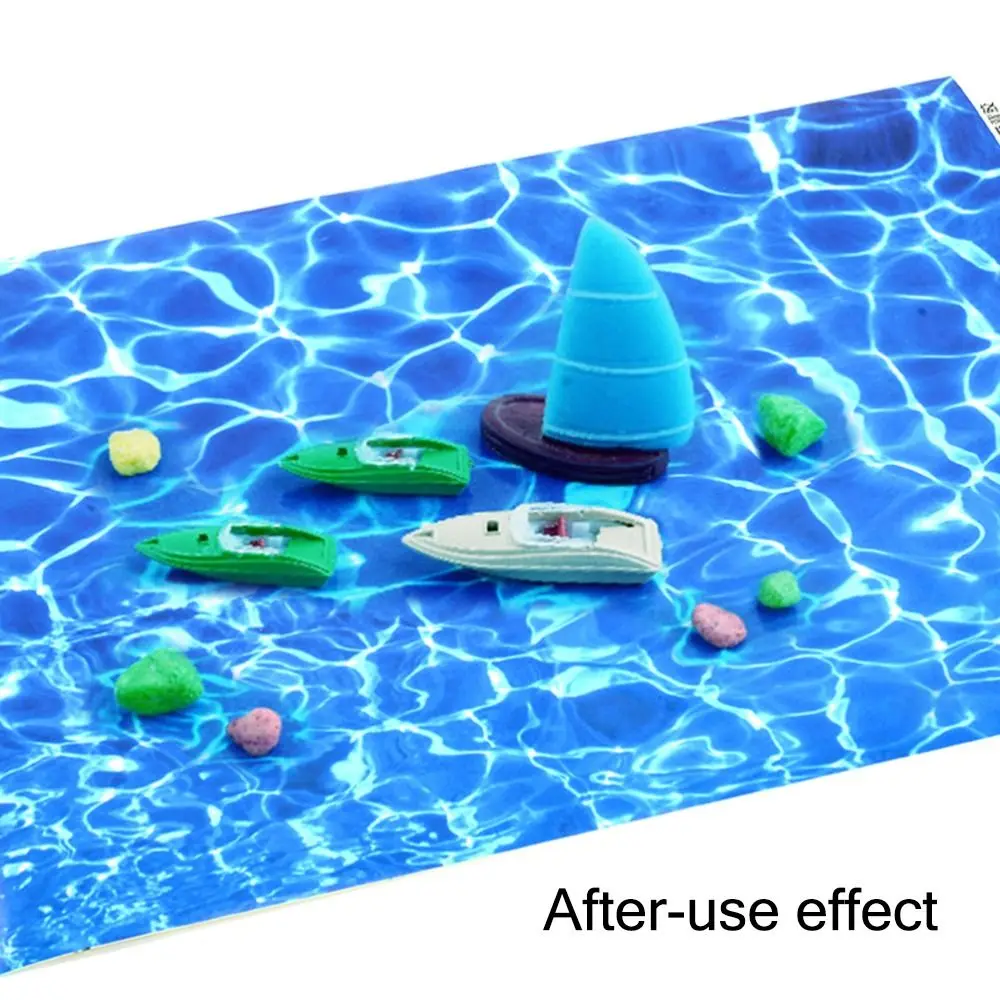 Simulazione di carta adesivo a grana d'acqua accessori fai da te decalcomania paesaggistica dell'acqua blu trasparente Ocean Rivers Sand Table Making