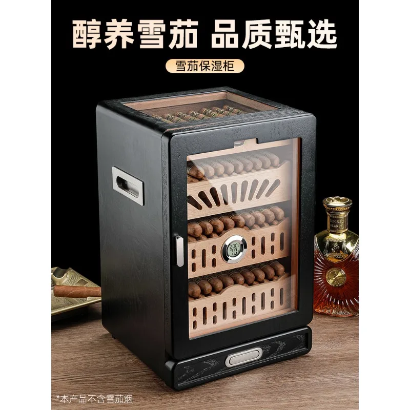 High‑end Mini Cigar Humidor Box, Large‑Capacity Cedar Wood 4‑Layer Cigar Storage Cabinet for Cigar Aging