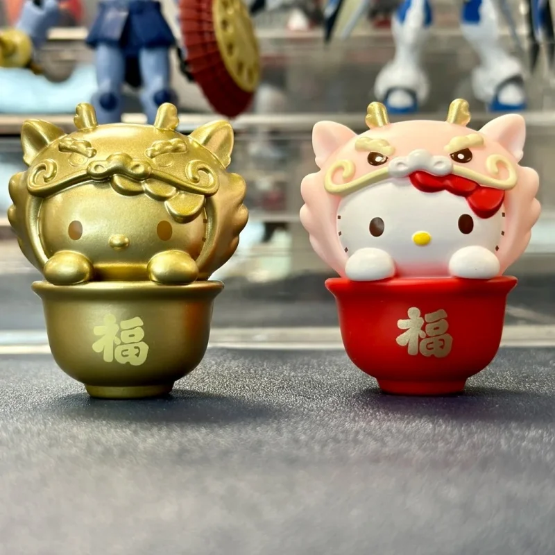 Подлинная Bandai Sanrio Family Lucky Dragon Silk Series слепая коробка Kawaii Kuromi Hangyodon Коллекционная фигурка Модная игрушка Веселый подарок