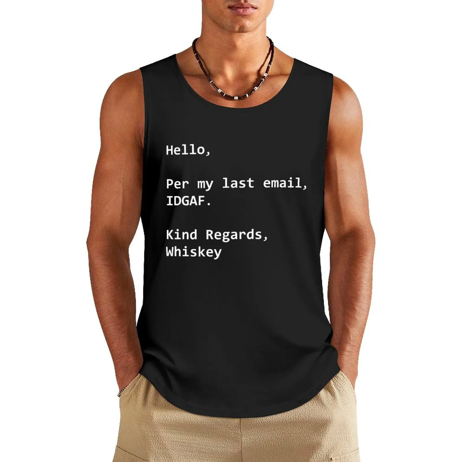 Per my last email Tank Top Top summer mens clothing gym shirt man Short sleeve