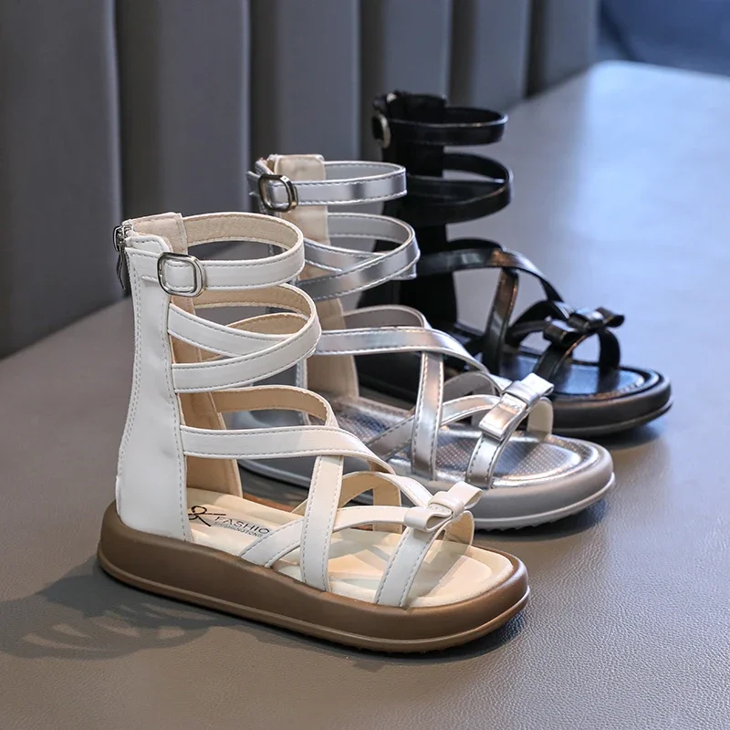 

Summer Kids Thick Bottom Sandals Fashion Woven Girls Hollow-out Gladiator Sandals Trend School Children's Causal Roman Sandals
