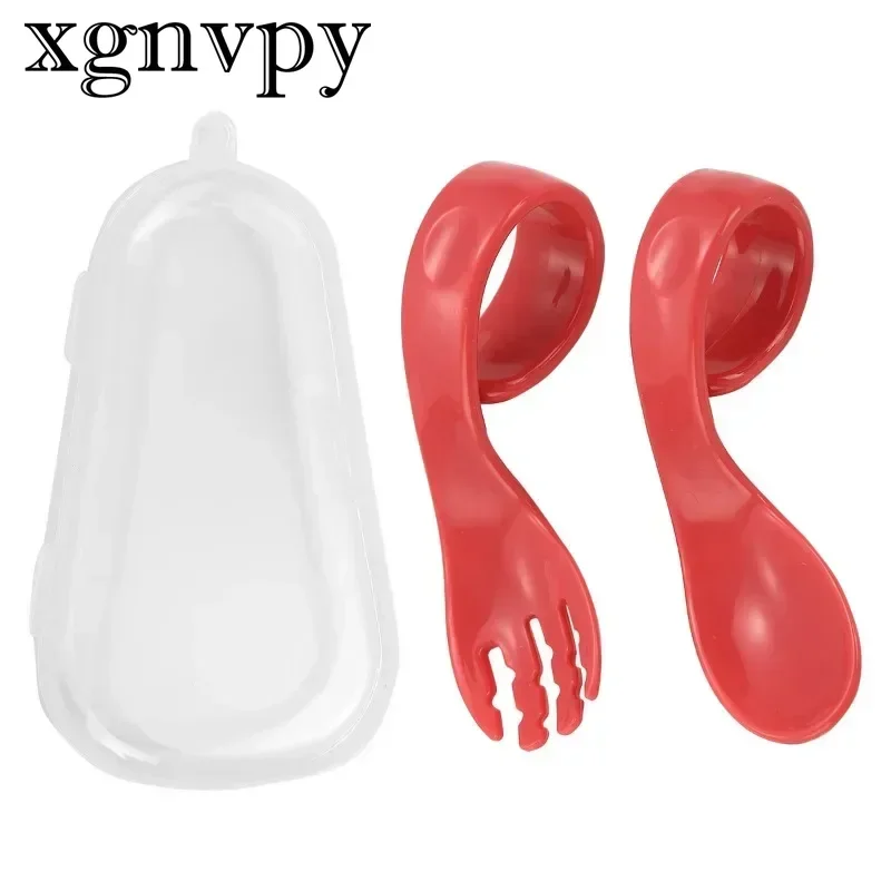 Xgnvpy-Conjunto Colher e Garfo Auxiliar, Treinamento para Comer Bebê, Alimentos Complementares, Curva, Alimentação Independente, Cotovelo