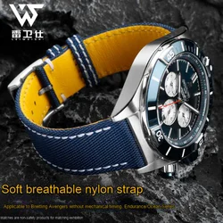 Wrist band For Breitling Avenger Deep Dive Seawolf Super Ocean Series Yellow Wolf nylon leather watch strap 22mm 24mm watchband