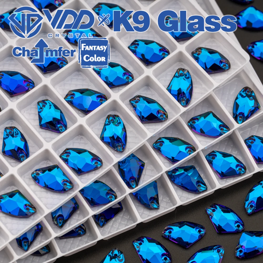 VDD Galactic 9x14mm 36Pcs Bermuda Blue Top Quality K9 Glass Sew On Rhinestones Sewing Crystal Flatback For Garment Accessories