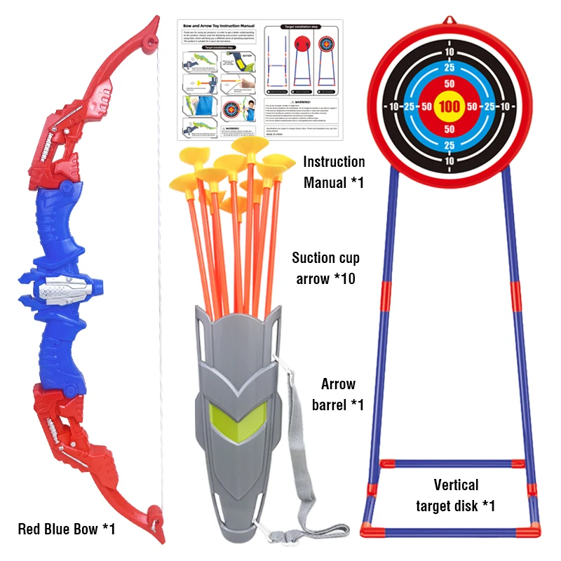 Set arco e frecce con 5 frecce Giocattoli da esterno per interni per ragazzi Sport Gioco di interazione genitore-figlio Regali di Natale per bambini Giocattolo per bambini