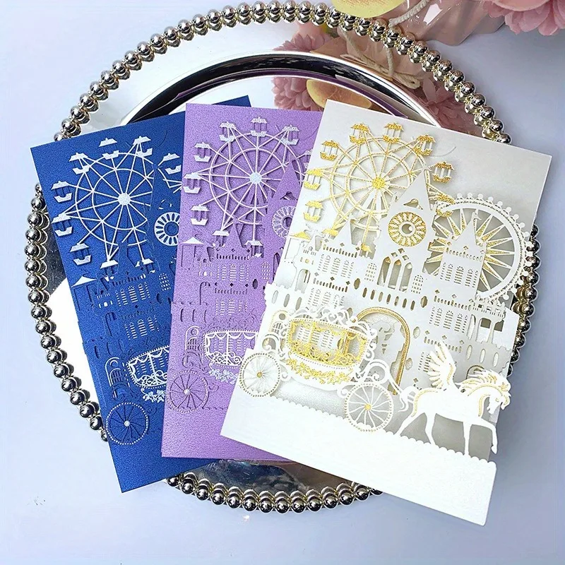 

1pcs European Style Wedding Invitation Letter Holiday Party Greeting Card High-end Hollowed Out Invitation Card Greeting Cards