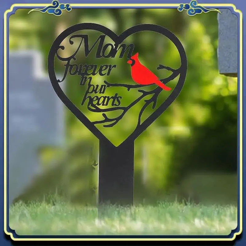 

Portable Memorial Grave Markers Heart Memorial Plaque Stake Sympathy Grave Markers Cemetery Cardinals Garden Stake Memorial