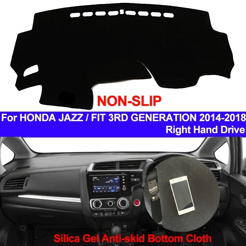 Car Dashboard Cover Silicone Non-Slip For Honda Jazz Fit 3RD Generation 2014 2015 2016 2017 2018 DashMat ANti-UV Sun Shade