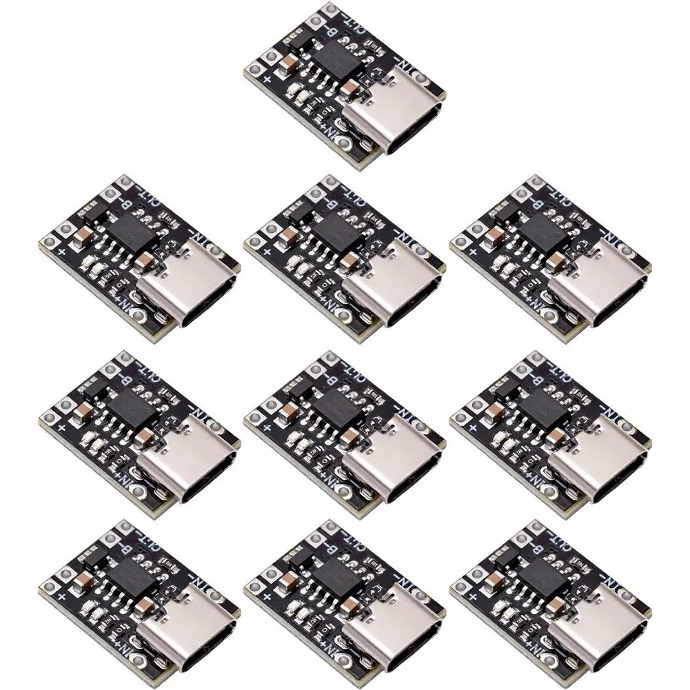 10 pcs TP4057 Type-C 1A lithium battery charging board with overcharge protection and dual LED status indicator