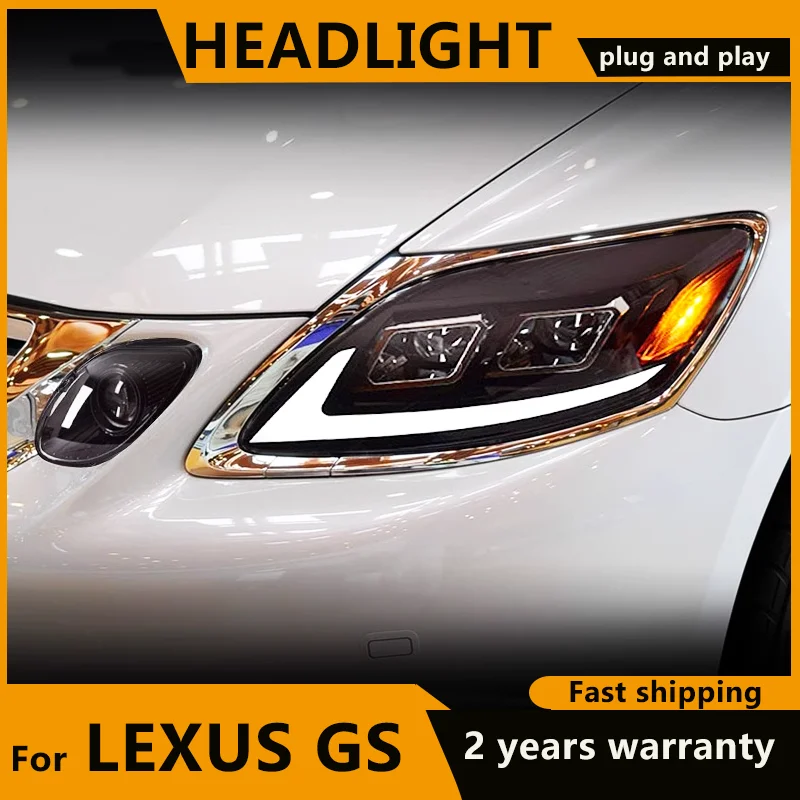 For Lexus GS GS250 GS350 GS450 LED Headlights 2004-2011 Full LED Head Lamp Dynamic turn signal DRL Projector Lens Front lights